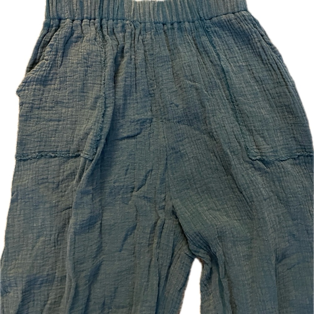 Umgee Teal Textured Pants - Picture 2 of 3